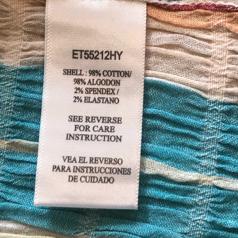 NWT En Creme Striped Gauze Button Down Tie Front Top, Size Large - Picture 12 of 13